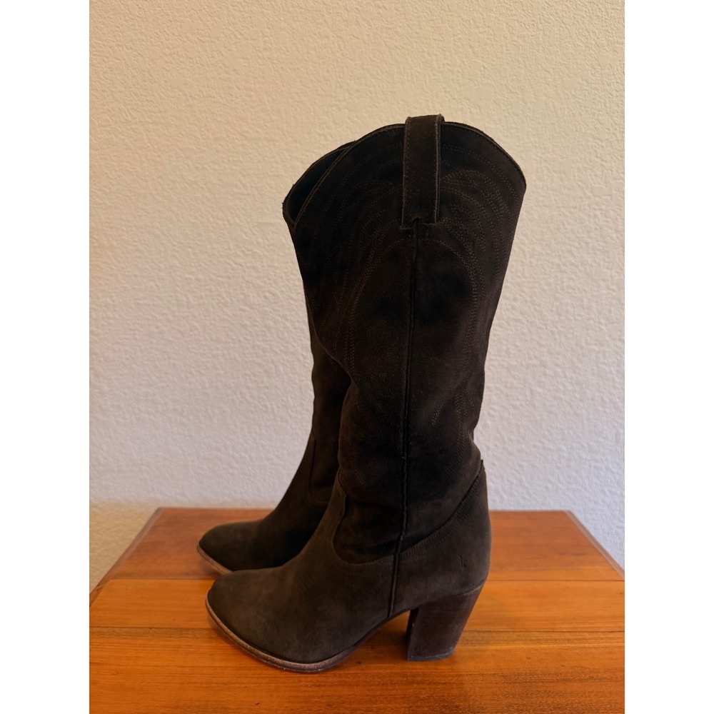 FRYE Womens Ilana Pull-On Western Boot Dark Brown Suede 10 Festival Cowgirl Boho - Picture 6 of 12